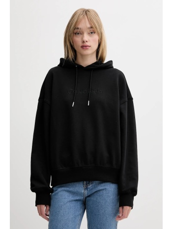 βαμβακερή μπλούζα calvin klein γυναικεία, χρώμα μαύρο, με