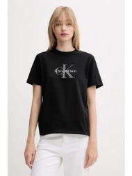 βαμβακερό μπλουζάκι calvin klein jeans χρώμα: μαύρο, lv047b865g 100% βαμβάκι