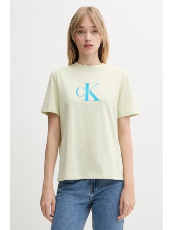 βαμβακερό μπλουζάκι calvin klein jeans χρώμα πράσινο