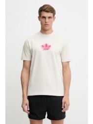 βαμβακερό μπλουζάκι adidas originals graphic tee ανδρικό, χρώμα: μπεζ, kc4943 100% βαμβάκι