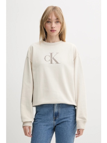 μπλούζα calvin klein jeans χρώμα μπεζ, lv047b234g κύριο