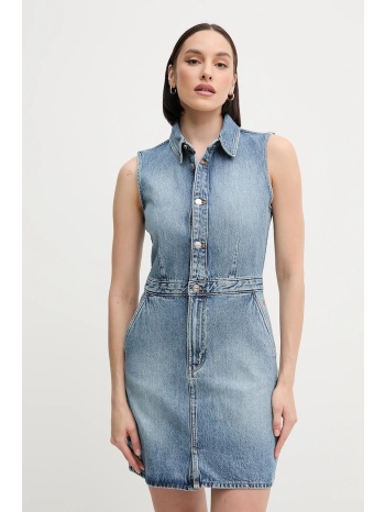 φόρεμα τζιν calvin klein jeans χρώμα μπλε, lv047b074g 100%
