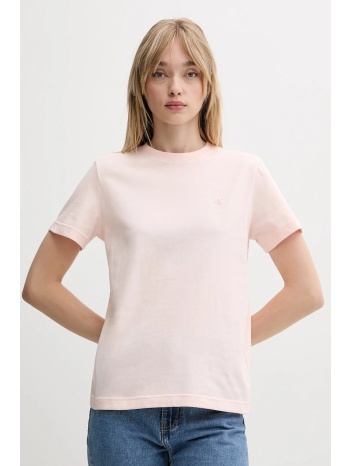 βαμβακερό μπλουζάκι calvin klein jeans χρώμα μπεζ