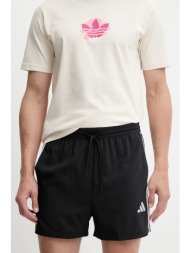 σορτς adidas essentials 3-stripes chelsea χρώμα: μαύρο, im7850 100% πολυεστέρας