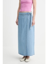 τζιν φούστα levi`s column wrap skirt χρώμα: μπλε, 001vg 100% βαμβάκι