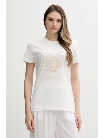 βαμβακερό μπλουζάκι guess χρώμα άσπρο, e5gi03 k8g01 100%