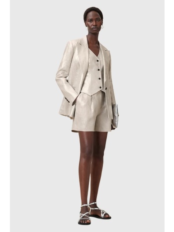 σορτς από λινό allsaints averie χρώμα ασημί, w069qc 100%