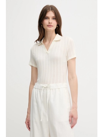 πόλο calvin klein jeans χρώμα μπεζ, lv047c210g 98% modal