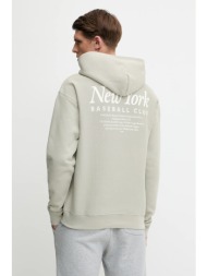 μπλούζα 47 brand mlb new york yankees χρώμα: μπεζ, με κουκούλα, bb017pmgvuj656847f5 80% βαμβάκι, 20%