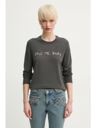 πουλόβερ κασμίρ zadig&voltaire γυναικείο, χρώμα: γκρι, kwsw02705 100% κασμίρι