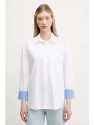 βαμβακερό πουκάμισο abercrombie & fitch χρώμα: άσπρο, ki140-5059 100% βαμβάκι