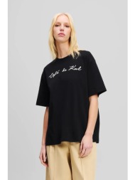 βαμβακερό μπλουζάκι karl lagerfeld γυναικείο, χρώμα: μαύρο, a2w17088 100% οργανικό βαμβάκι