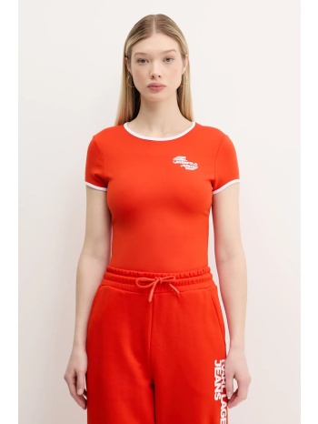μπλουζάκι karl lagerfeld jeans χρώμα πορτοκαλί, a2w17098