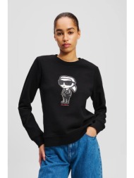 βαμβακερή μπλούζα karl lagerfeld γυναικεία, χρώμα: μαύρο, a2w20071 90% οργανικό βαμβάκι, 10% ανακυκλ