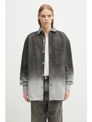 τζιν πουκάμισο marcelo burlon gradient denim overshirt black white ανδρικό, χρώμα: γκρι, cmye01ds25d