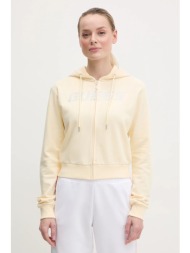 βαμβακερή μπλούζα guess primula γυναικεία, χρώμα: κίτρινο, με κουκούλα, v5gq10 kcrp0 100% βαμβάκι