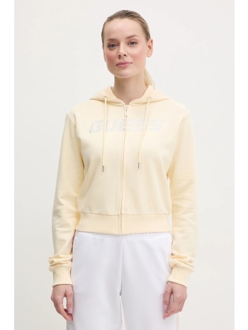 βαμβακερή μπλούζα guess primula γυναικεία, χρώμα κίτρινο