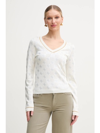 πουλόβερ guess rosie χρώμα μπεζ, w5gr07 z3d60 78% βισκόζη