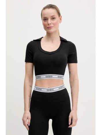 πόλο guess aline χρώμα μαύρο, v5gp07 kcsa2 κύριο υλικό