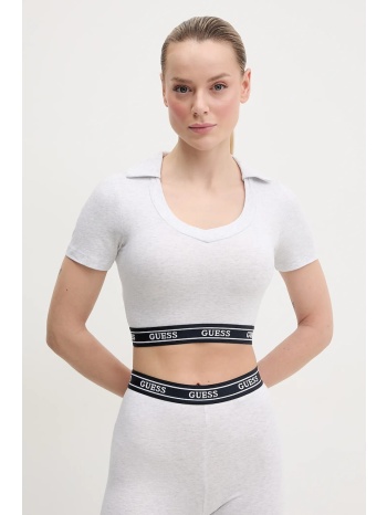 πόλο guess aline χρώμα γκρι, v5gp07 kcsa2 κύριο υλικό 48%