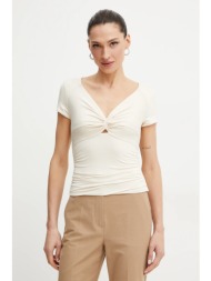 μπλουζάκι guess charlotte χρώμα: μπεζ, w5gp15 kacm2 κύριο υλικό: 93% modal, 7% ελαστάν