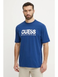 βαμβακερό μπλουζάκι guess ανδρικό, χρώμα: μπλε, f5gi11 i3z14 100% βαμβάκι