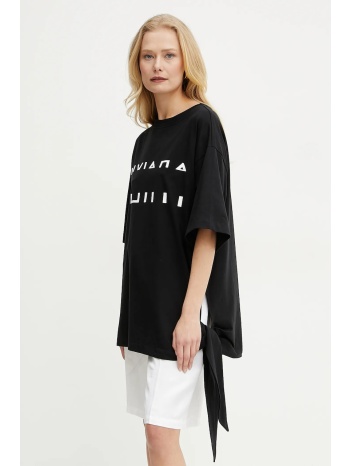 βαμβακερό μπλουζάκι liviana conti γυναικείο, χρώμα μαύρο