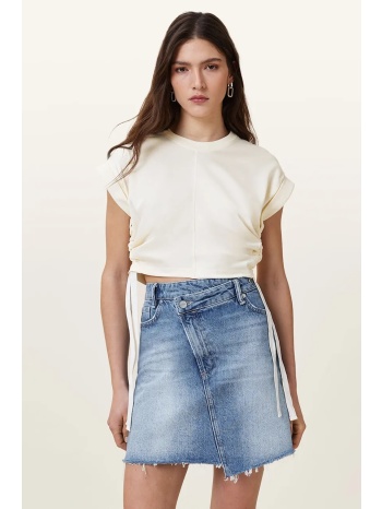 μπλουζάκι allsaints mira satin χρώμα άσπρο, w054jc υλικό