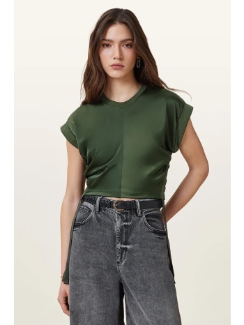 μπλουζάκι allsaints mira satin χρώμα πράσινο, w054jc υλικό