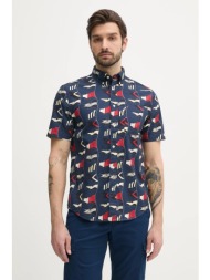 βαμβακερό πουκάμισο tommy hilfiger ανδρικό, χρώμα: ναυτικό μπλε, mw0mw38592 κύριο υλικό: 100% βαμβάκ