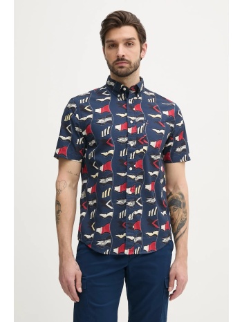 βαμβακερό πουκάμισο tommy hilfiger ανδρικό, χρώμα ναυτικό