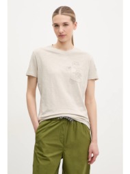 βαμβακερό μπλουζάκι napapijri s-eclair γυναικείο, χρώμα: μπεζ, np0a4ig1n901 100% βαμβάκι