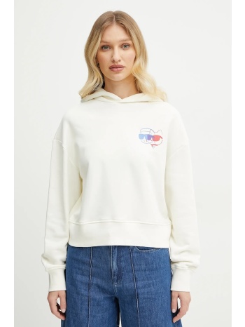 βαμβακερή μπλούζα karl lagerfeld γυναικεία, χρώμα μπεζ, με