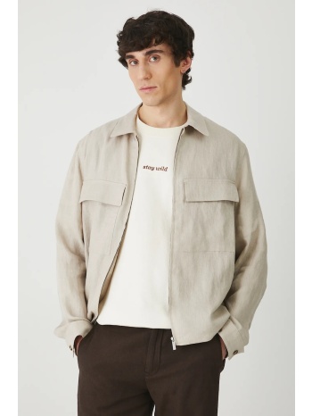 λινό μπουφάν medicine χρώμα μπεζ κύριο υλικό 100%