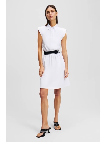 βαμβακερό φόρεμα karl lagerfeld χρώμα άσπρο, a2w13038 100%