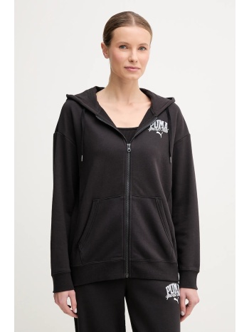 μπλούζα puma χρώμα μαύρο, με κουκούλα, 685033 κύριο υλικό