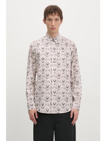 βαμβακερό πουκάμισο paul smith ανδρικό, χρώμα μπεζ