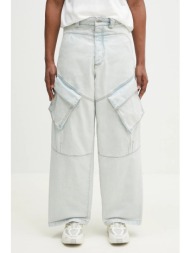 βαμβακερό τζιν marcelo burlon bleach denim wide cargo light blue no co cmyb003s25den0014000 κύριο υλ