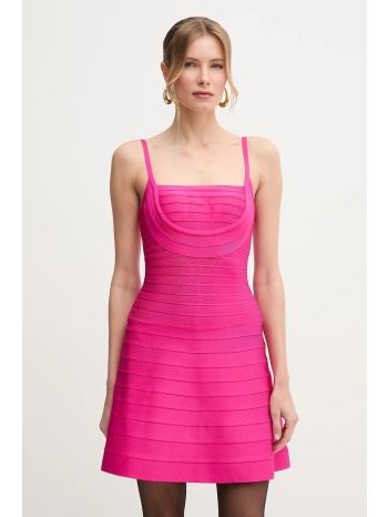 φόρεμα herve leger milly χρώμα ροζ, hlt8499590 90% ρεγιόν