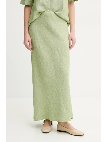 λινή φούστα samsoe samsoe saagneta χρώμα πράσινο