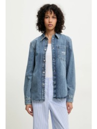 βαμβακερό πουκάμισο moschino jeans χρώμα: μπλε, 0204 3721 100% βαμβάκι