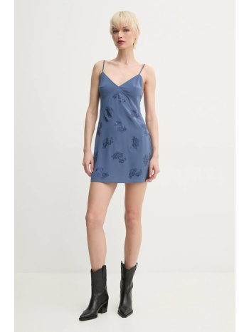 μεταξωτό φόρεμα zadig&voltaire χρώμα μπλε, wwdr02386 100%