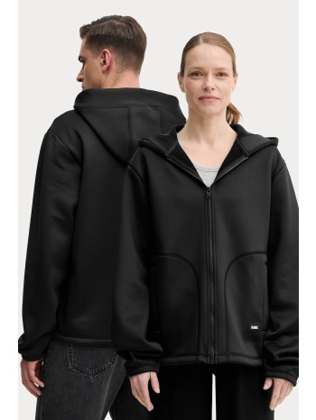 μπλούζα rains safi fleece hood jacket t1 χρώμα μαύρο, με