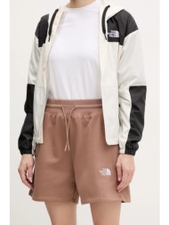 σορτς the north face essential relaxed χρώμα: καφέ, nf0a8c2f6ih1 68% βαμβάκι, 32% πολυεστέρας