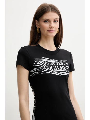 μπλουζάκι versace jeans couture χρώμα μαύρο, 78hah606