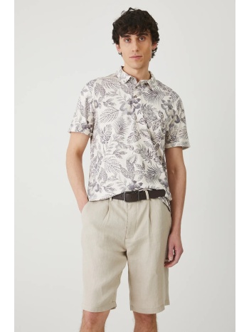 σορτς από λινό medicine χρώμα μπεζ κύριο υλικό 100%