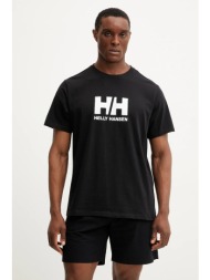βαμβακερό μπλουζάκι helly hansen hh logo ανδρικό, χρώμα: μαύρο, 54596 100% βαμβάκι