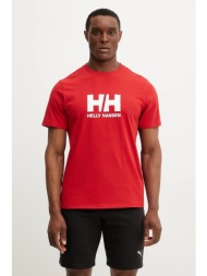 βαμβακερό μπλουζάκι helly hansen hh logo ανδρικό, χρώμα: κόκκινο, 54596 100% βαμβάκι