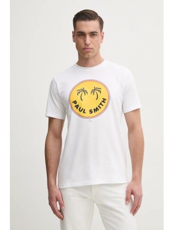 βαμβακερό μπλουζάκι ps paul smith ανδρικό, χρώμα άσπρο