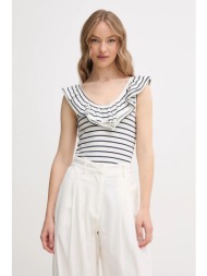top pepe jeans valery χρώμα: άσπρο, pl506017 κύριο υλικό: 50% βαμβάκι, 44% modal, 3% ελαστάν, 2% πολ